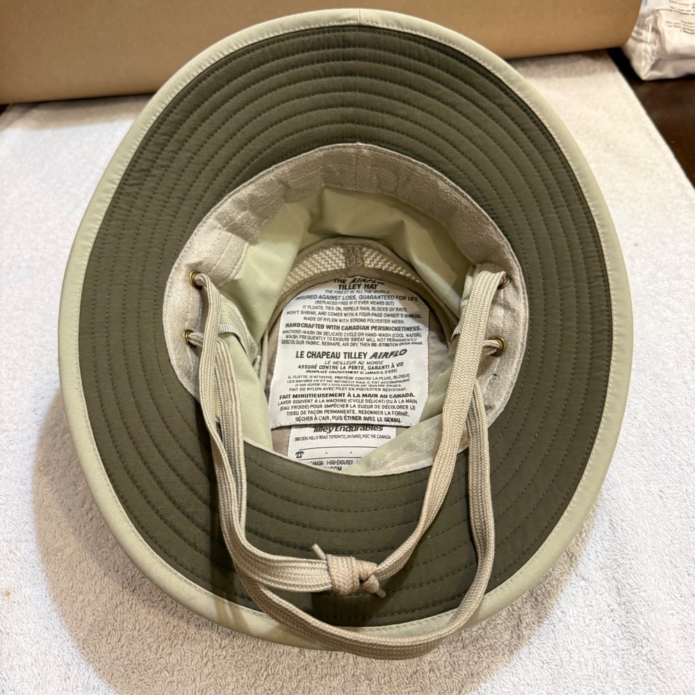 Tilley Airflo Hat Khaki Tan Mesh Ventilation Sun Protection Made in Canada 7 1/8 - Picture 3 of 8